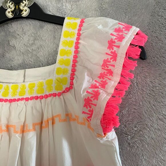 Cat & Jack Girls Size L (10/12) Tassel Embroidered Dress‎ Rainbow Colors Lined - Picture 4 of 12